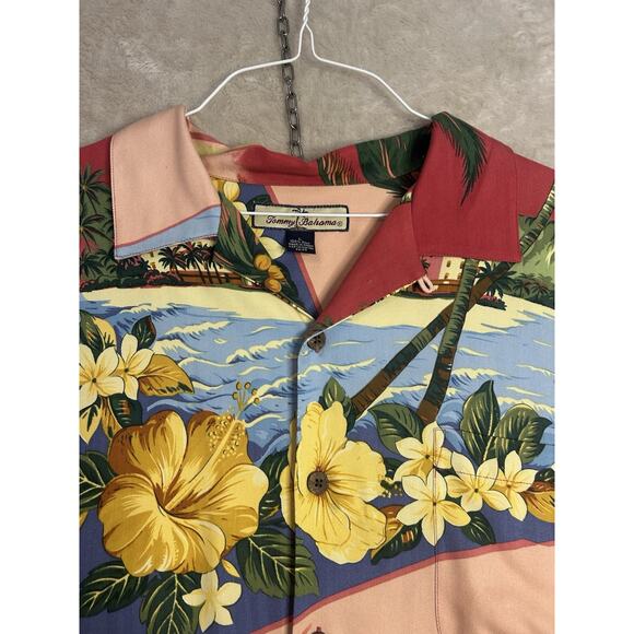 Tommy Bahama Men’s Large Shirt Silk Floral Print Hawaiian Relaxed Hibiscus - Picture 3 of 5